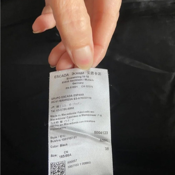 Escada Bushra Virgin Wool Angora black white plaid one button blazer Sz 38 - Picture 9 of 11